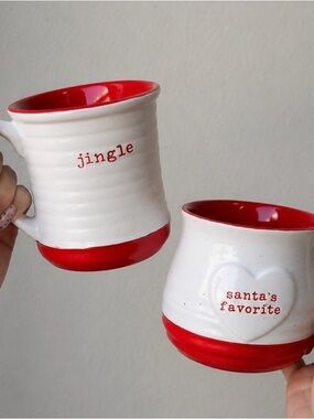 Peppermint & Pine New Christmas Ceramic Mugs Set of 2 Jingle & Santa’s Favorite